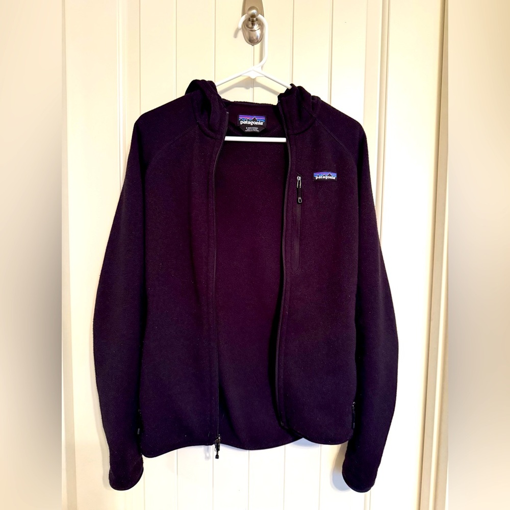 Black Patagonia Better Sweater Jacket with hood, men’s size small